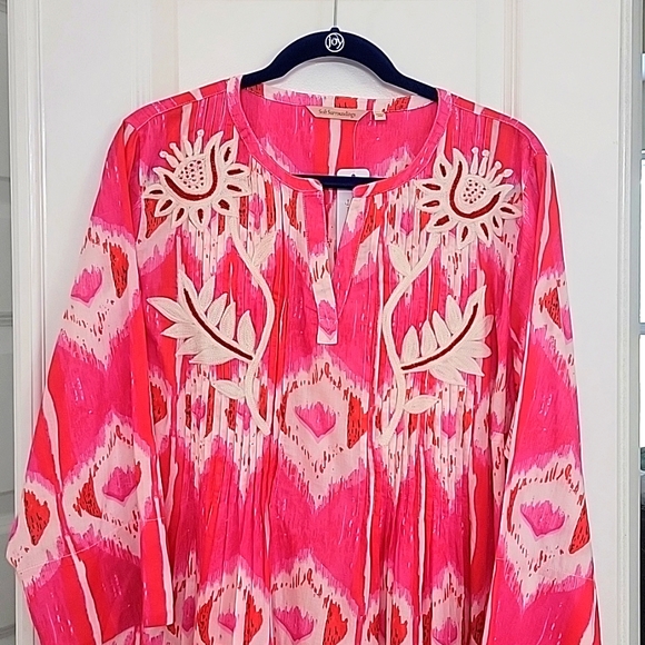 SOFT SURROUNDINGS 2X BONDI DRESS PINK RED CREAM - Picture 6 of 16